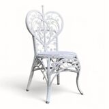 Peacock heart chair, white rattan, 1970s