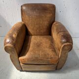Antique 20th century tan leather club armchair