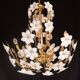 Large Size Vintage Murano Glass Chandelier White Flowers, 1970