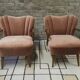 Pair of pink velvet cocktail armchairs 1960