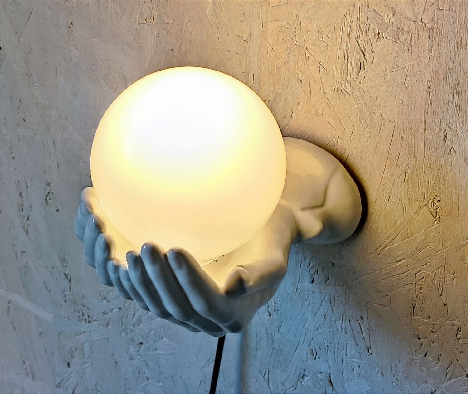 Wall lamp white ceramic hands