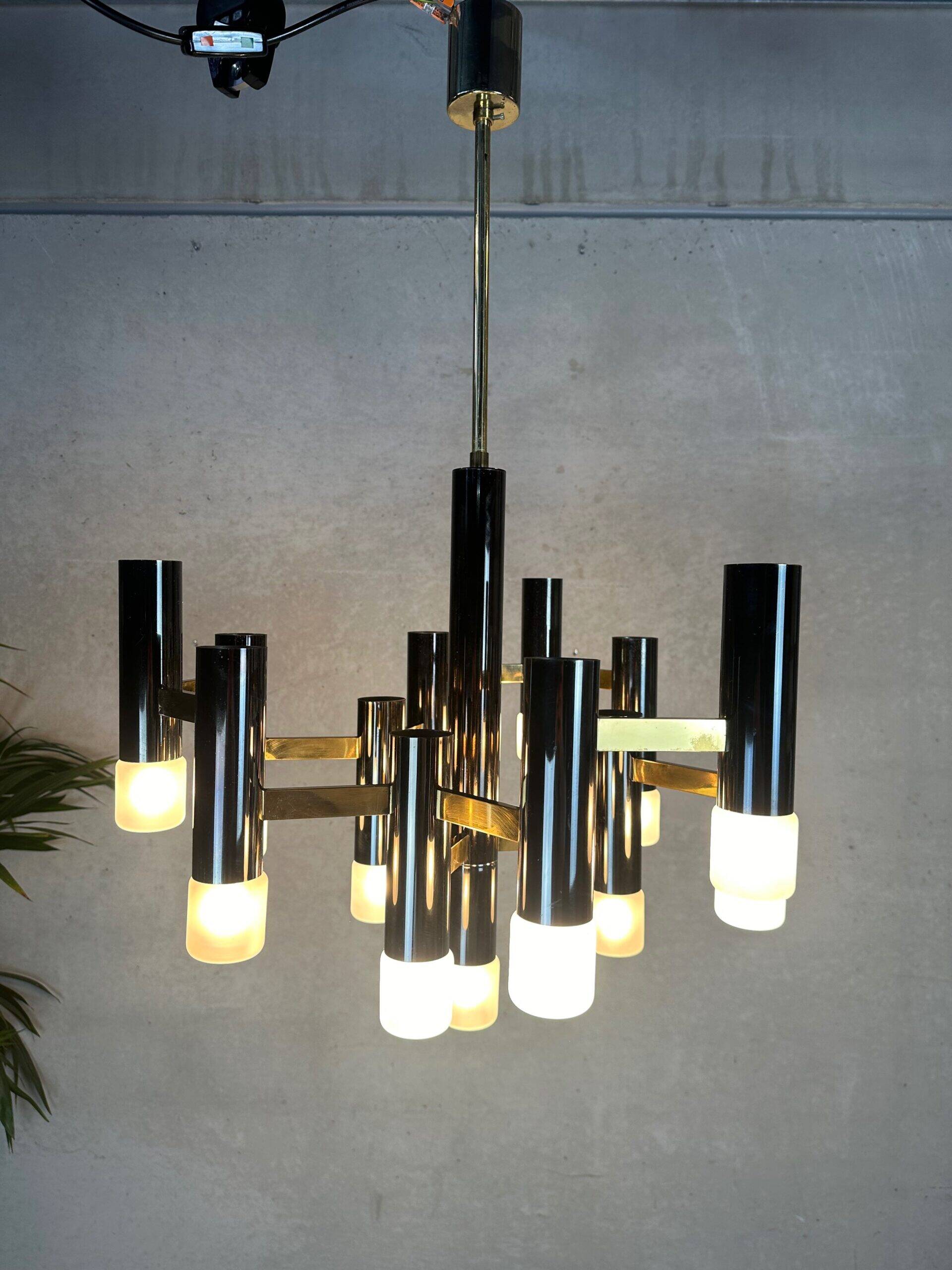 Vintage design 'hexagon' black & gold chandelier – Boulanger