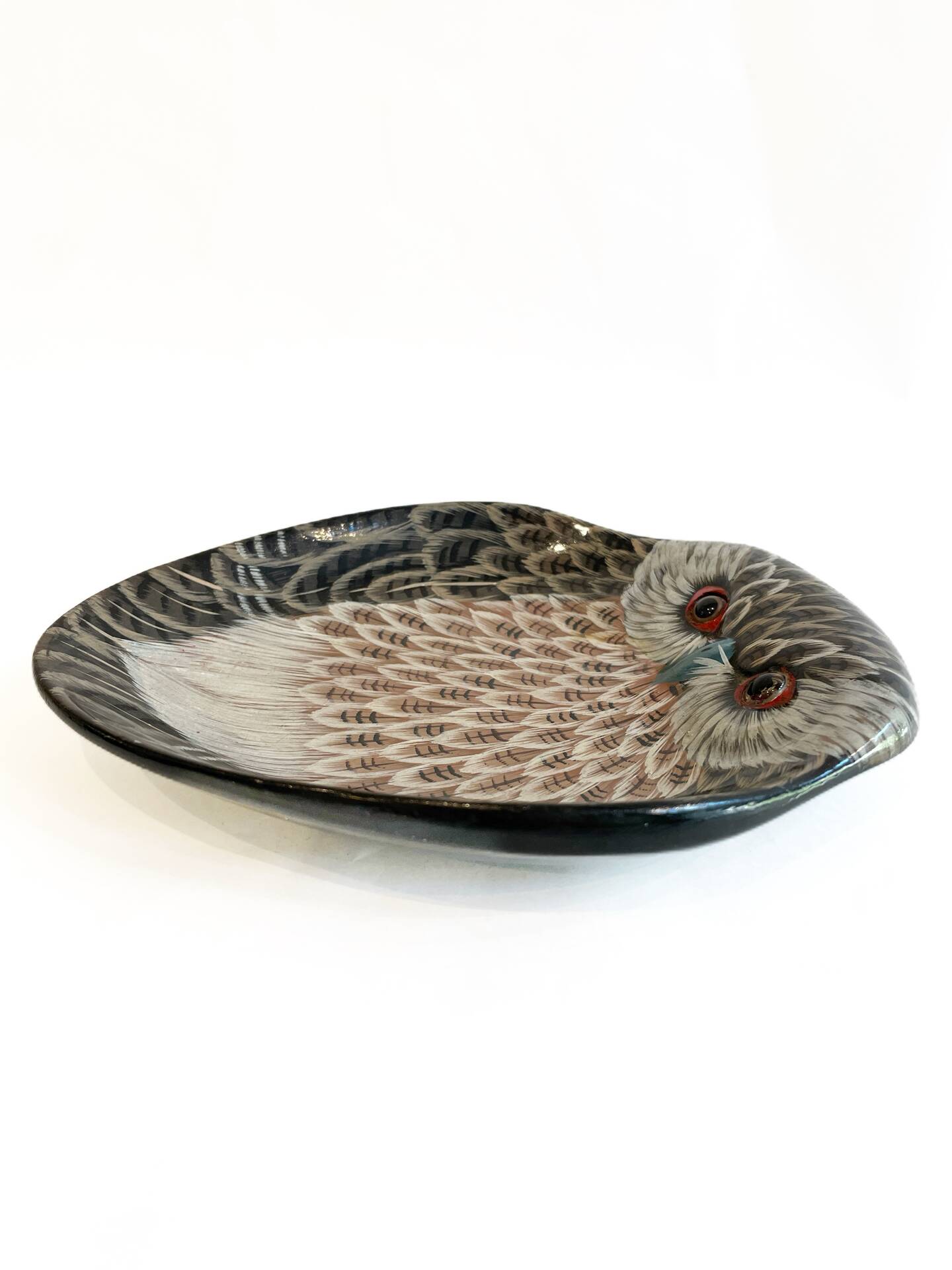 Vide poche hibou vintage peint à la main