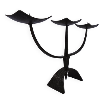 German Brutalist Iron Candleholder, 1960s
