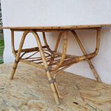 Coffee table rattan wicker years 50-60 vintage