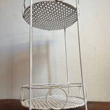 White perforated metal side table