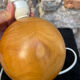 Pied de lampe boule bois massif années 80