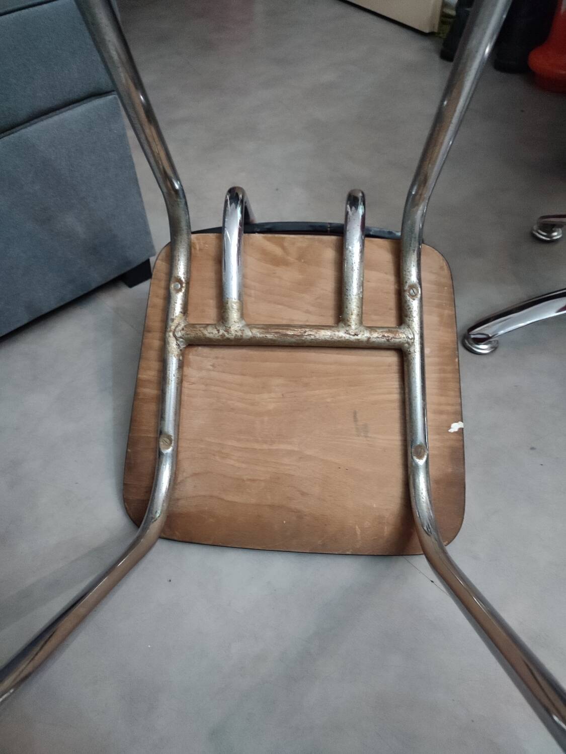 4 vintage red formica chairs