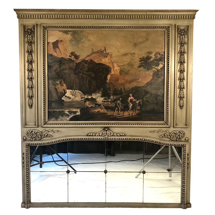 Louis XVI style trumeau in 19th century lacquered wood 196x172cm