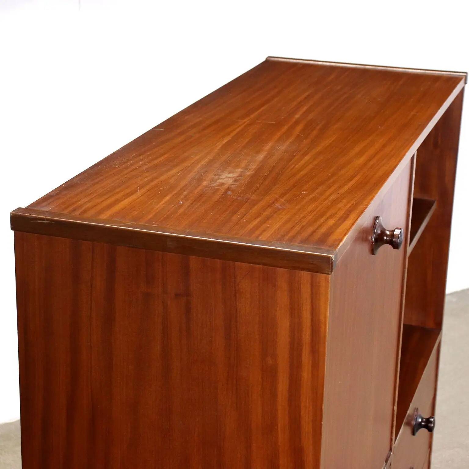 High metal cabinet with mahogany veneer, Italy 1960s