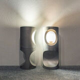 Pair of burnished aluminum lamps Italy 50s