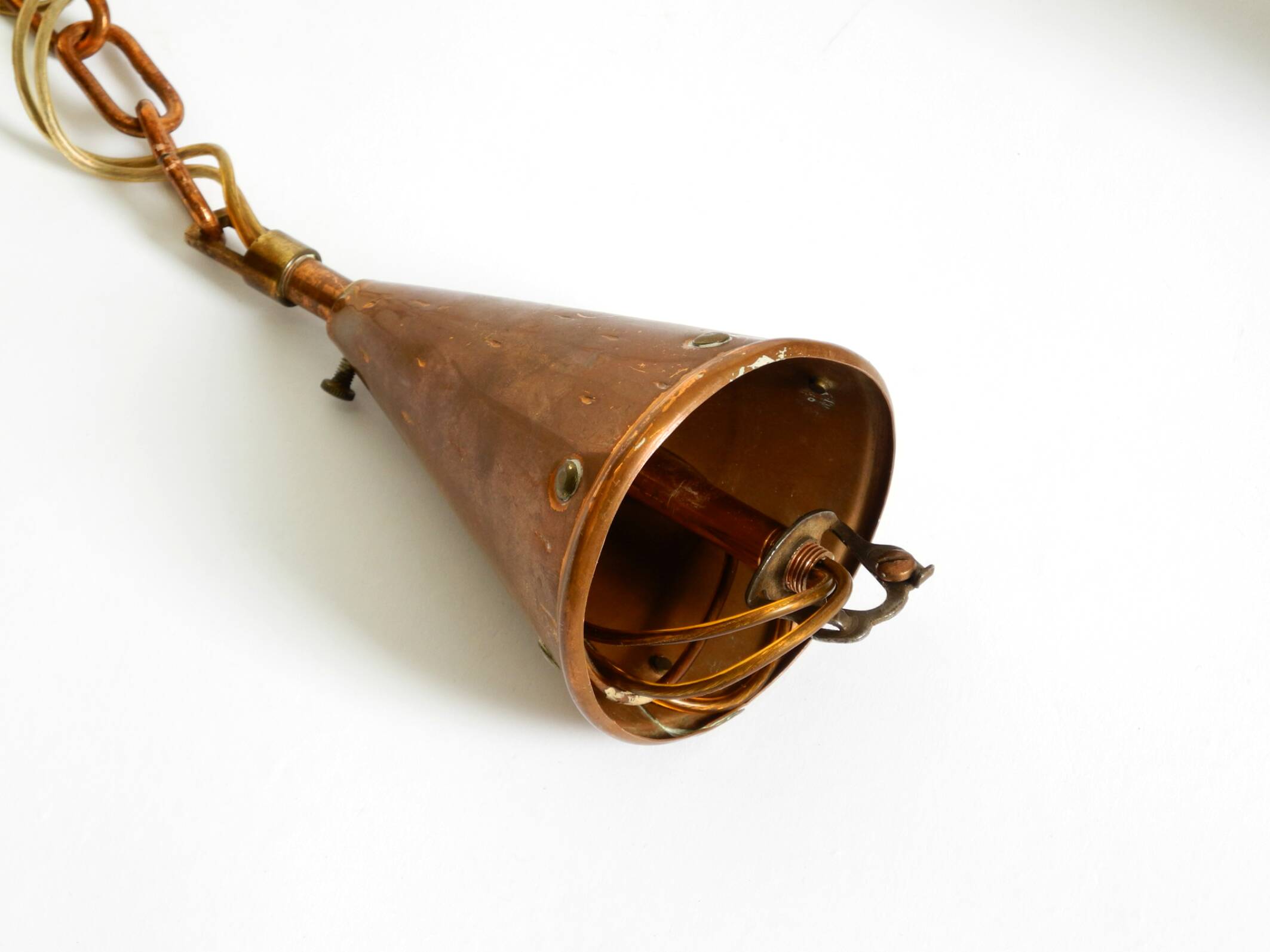 1960s cone pendant lamp in copper by th. valentiner copenhagen denmark