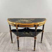 Console Demi-Lune Peinte et Dorée, Style Louis XVI, XXe Siècle