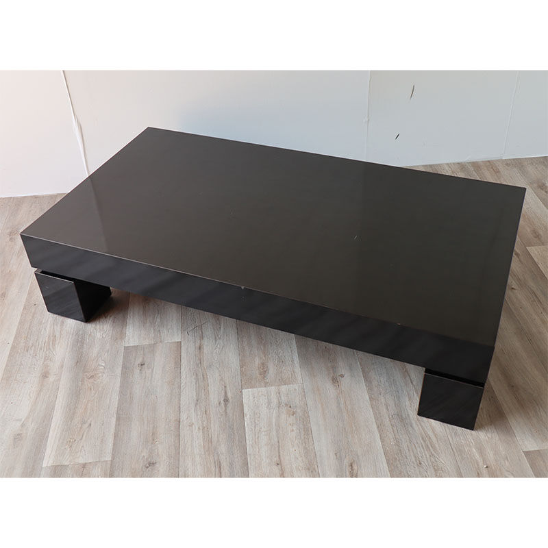 Modernist coffee table in black lacquered wood 1970