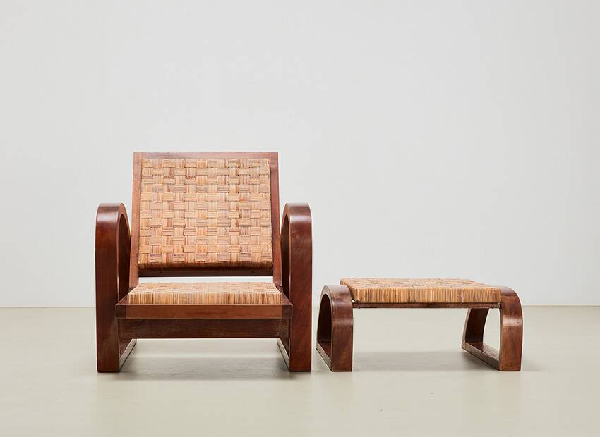 Francis Jourdain Lounge Chair + Ottoman France 1920s