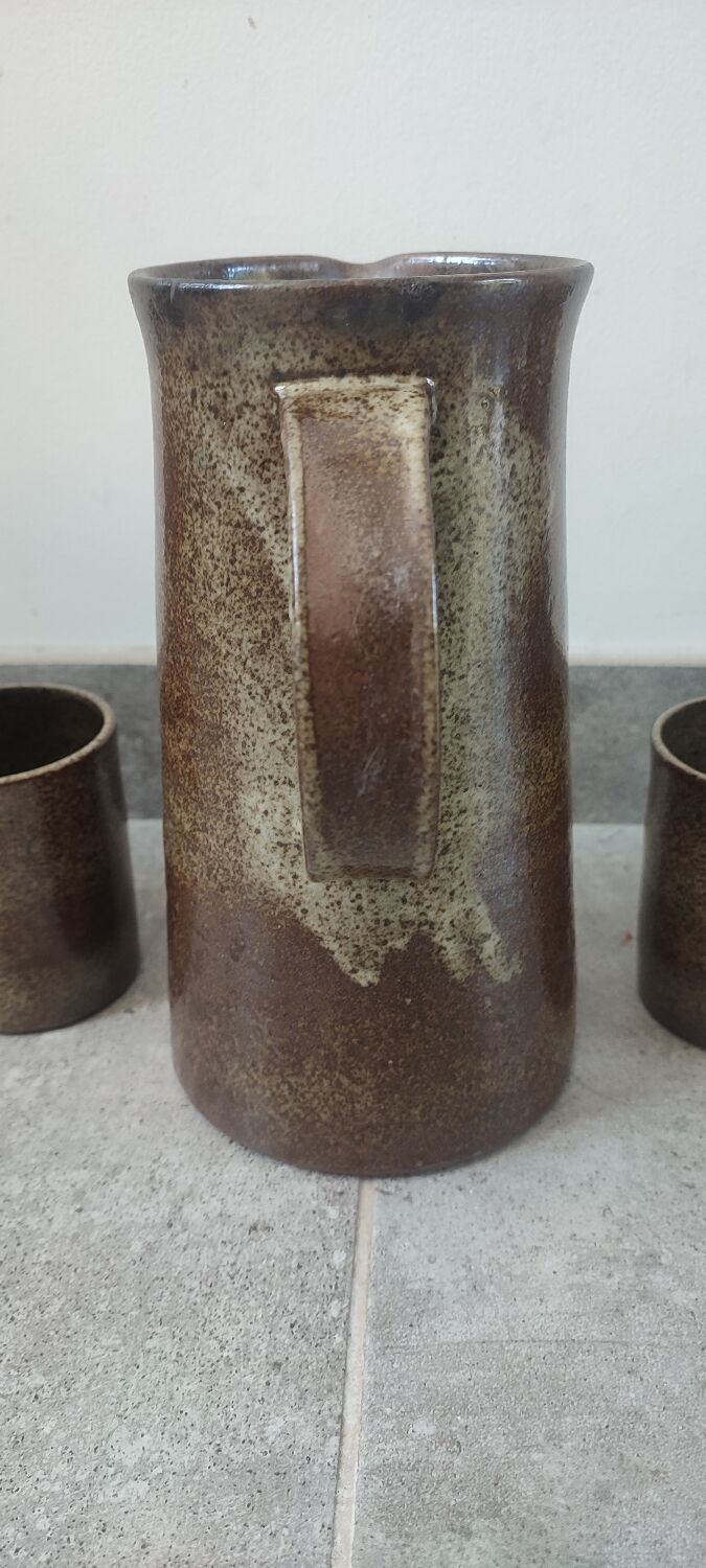 Ceramic workshop service in stoneware signed by karoly balogh.