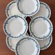 Set of 8 blue ironstone dinner plates Longchamp model Denise.