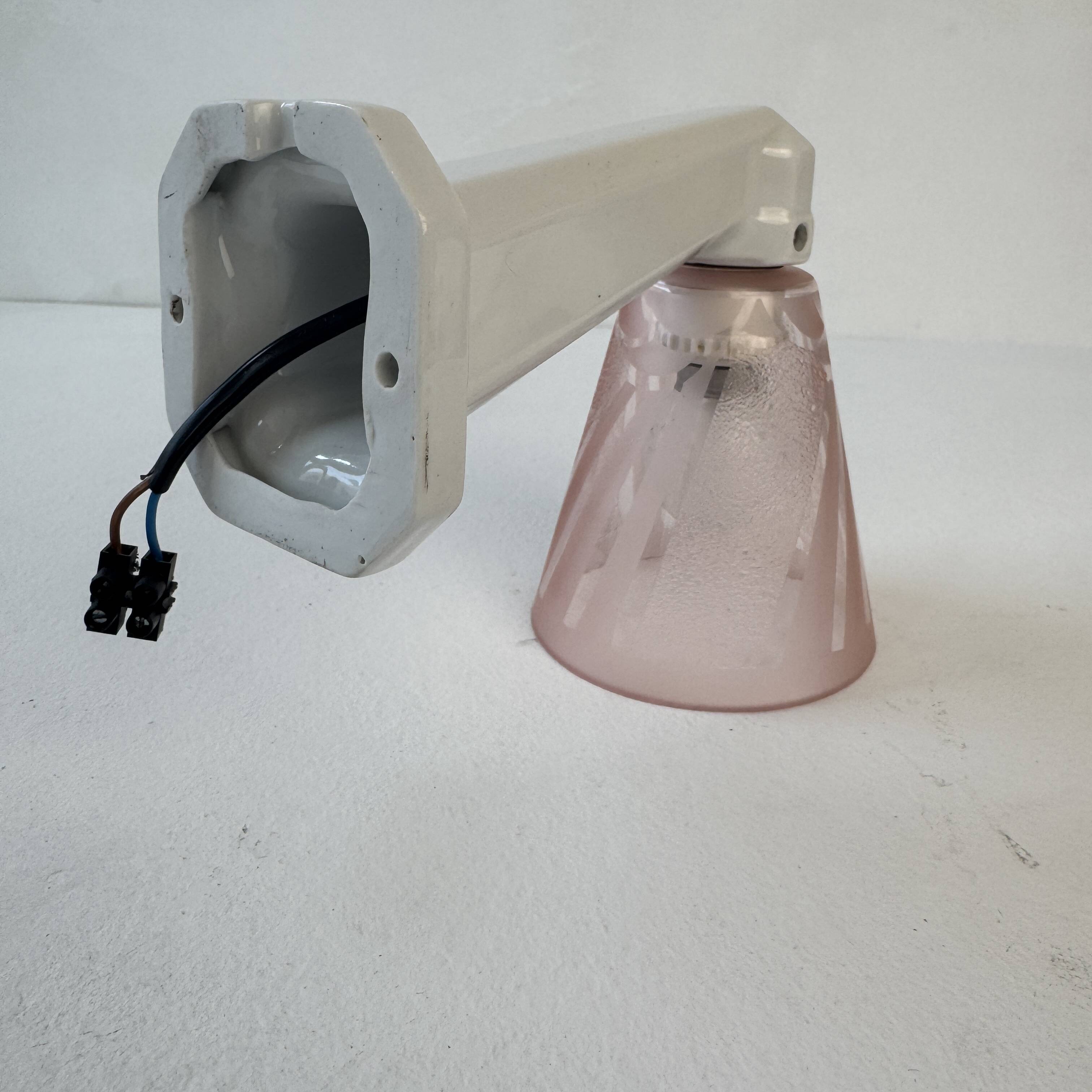 Vintage Art Deco pink glass wall light