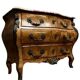 Commode a cariatides galbée toutes faces style Louis XV en marqueterie