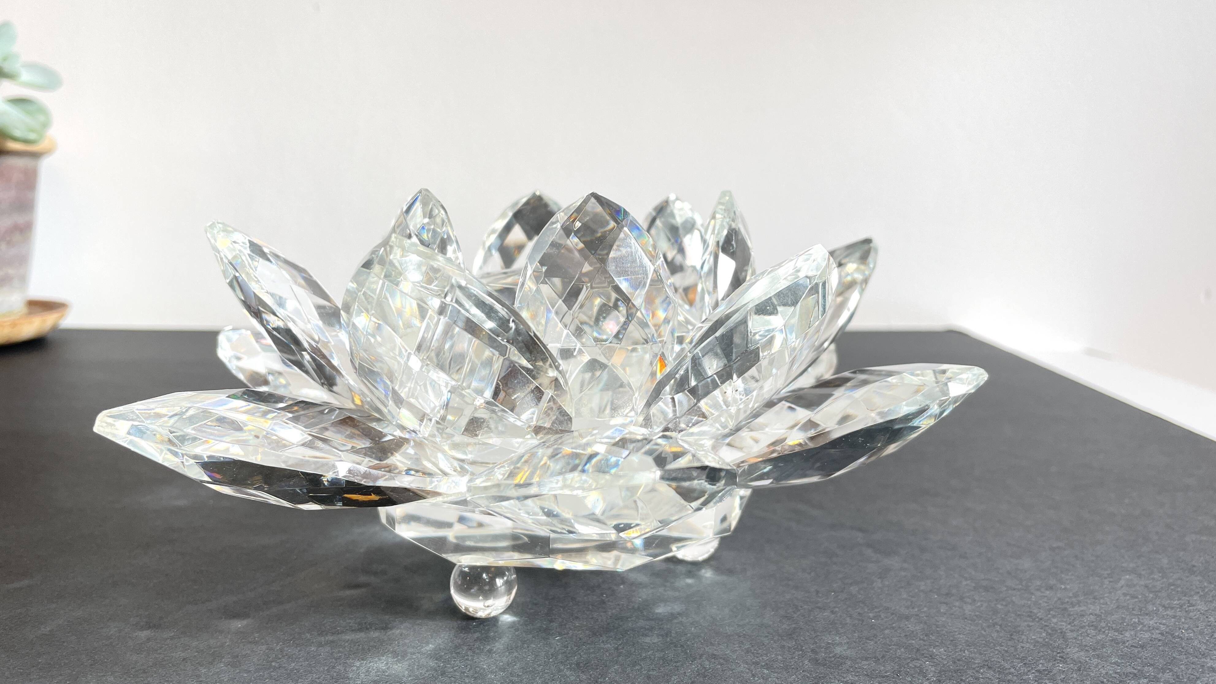 Crystal Flower Paperweight Sculpture