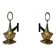 Pair of Bronze Chenets in Neoclassical Style in the Form of an Oil Lamp