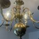 Antique Dutch 6-light chandelier in solid bronze