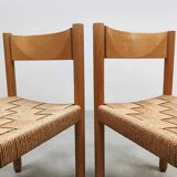 8 vintage rope and oak chairs