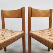8 chaises vintage en corde et chêne