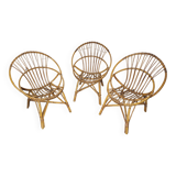 3 rattan armchairs from the 70s