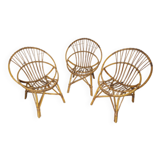 3 rattan armchairs from the 70s