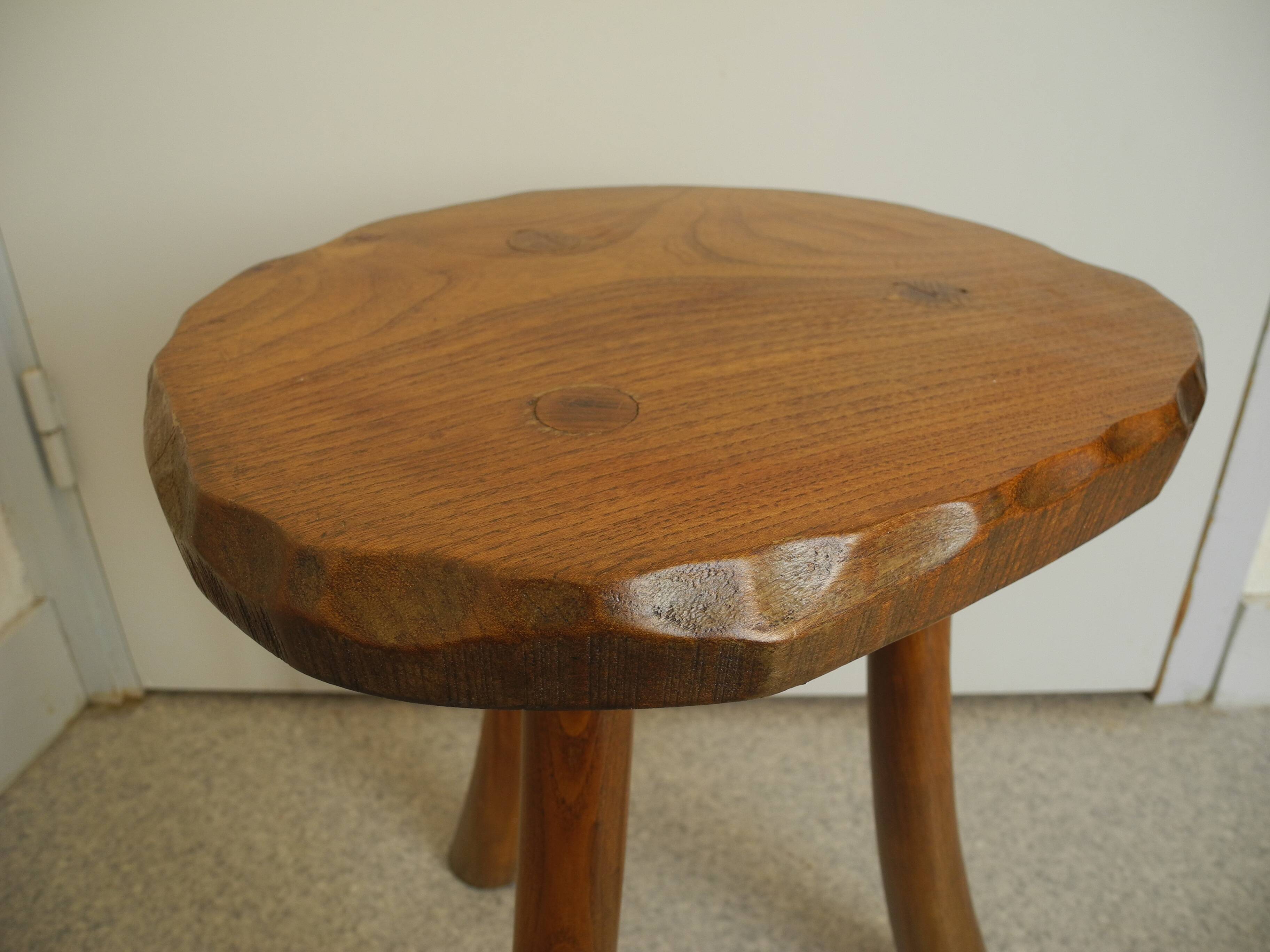 vintage wooden stool brutalist decor plant stand