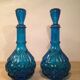 2 bottles Empoli Italian blue glass