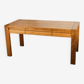 Solid elm desk Maison Renew, France 1980s