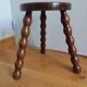 Turned wood tripod stool