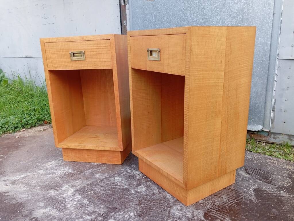 Pair of elm bedside tables