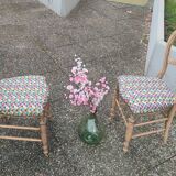 Pair of Louis Philippe walnut style chairs, reupholstered