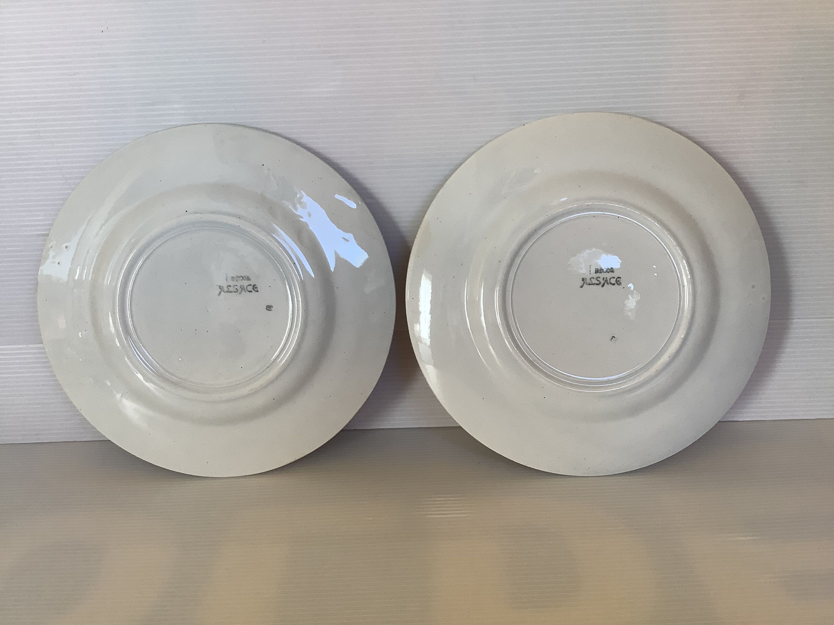 4 old earthenware plates decorated Alsace