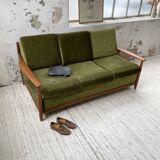 Scandinavian teak bench bed 140