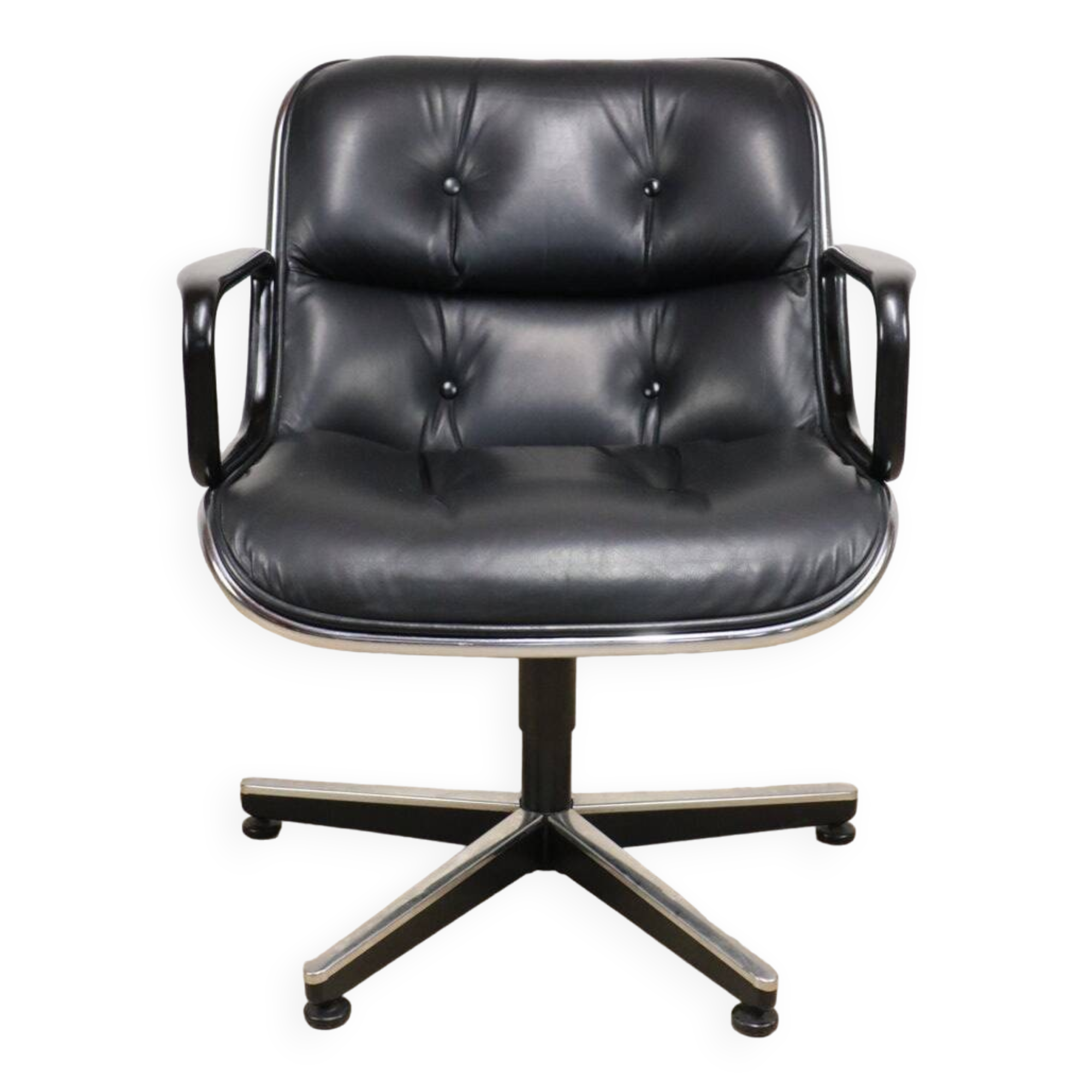 Charles Pollock leather office chair, Knoll edition, 1970