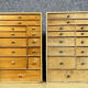 Pair of watchmaker's layettes in natural wood circa 1880-1900