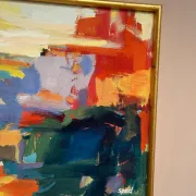 Original Oil on Canvas – “Abstract” by Ubaid Syed – Signed – Vintage & Framed – 53 × 43 cm (20.9" × 16.9")