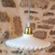 Vintage suspension in white lace opaline, sky blue cable.
