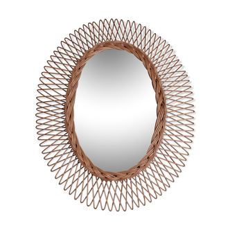 Miroir en rotin années 60-70