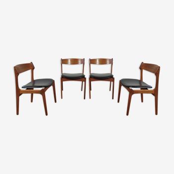 4 Scandinavian chairs in teak Erik Buch , Denmark 1960s