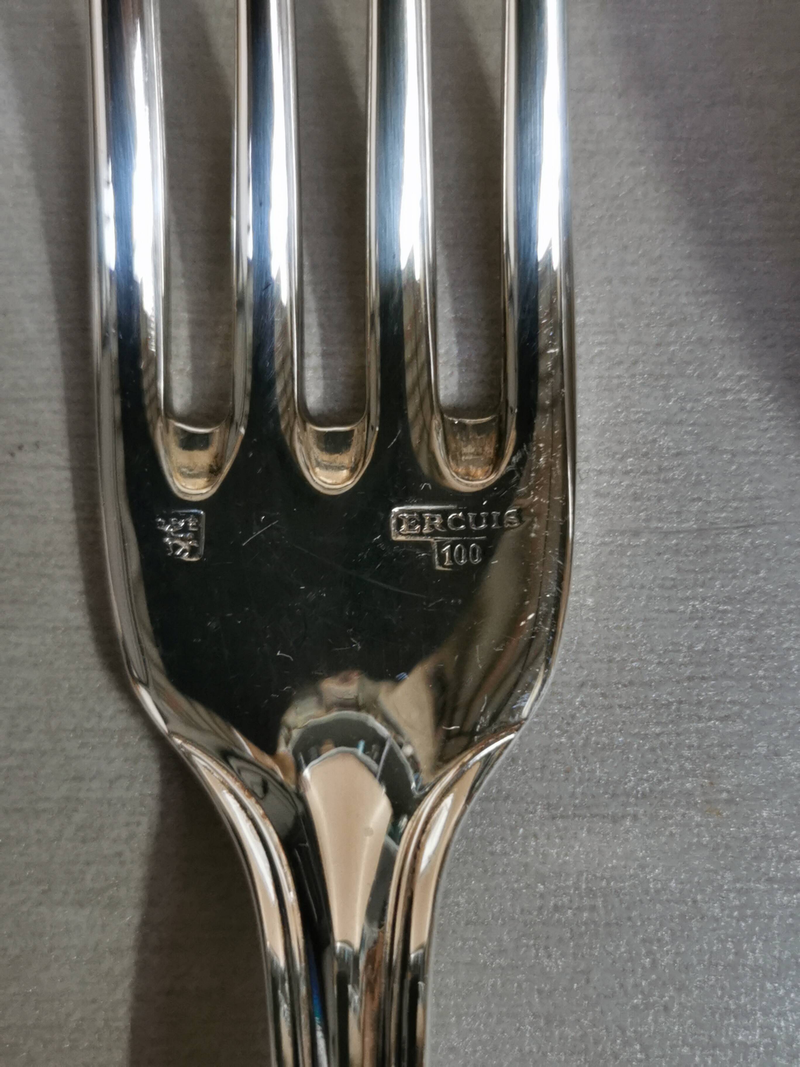 Ercuis 100 37-piece cutlery set, silver metal