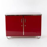 Red lacquered Bauhaus sideboard, 1930s