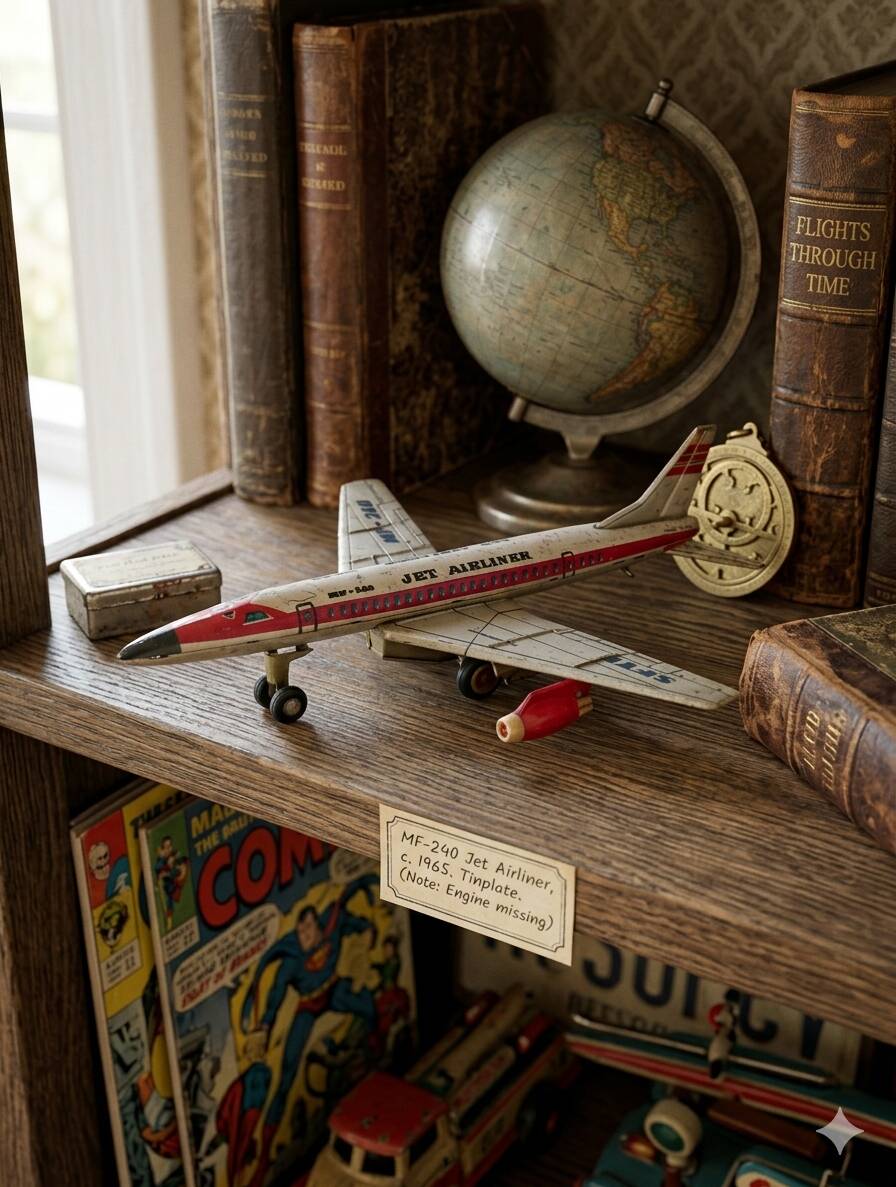 Airliner made of lithographed sheet metal, patina look - 1965 -