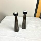 Pair of wooden candle holders