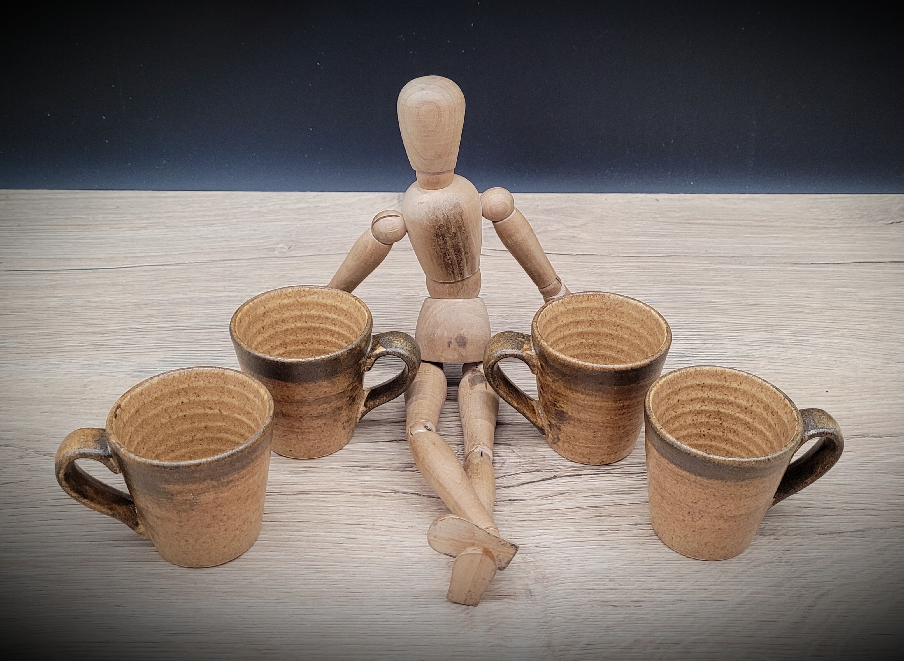 Set of 4 cups coffee stoneware