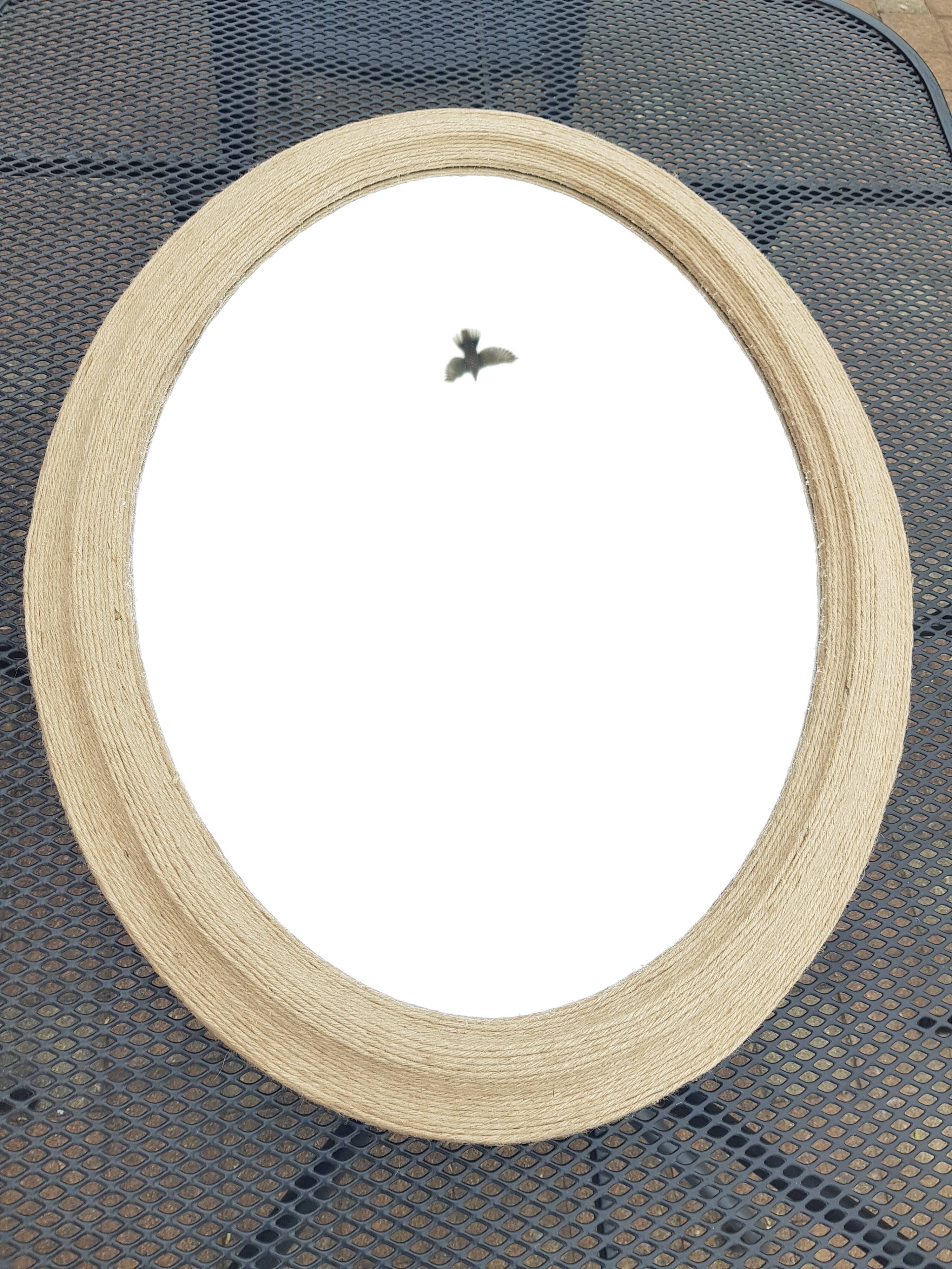 Mirror oval jute thread 81x61cm